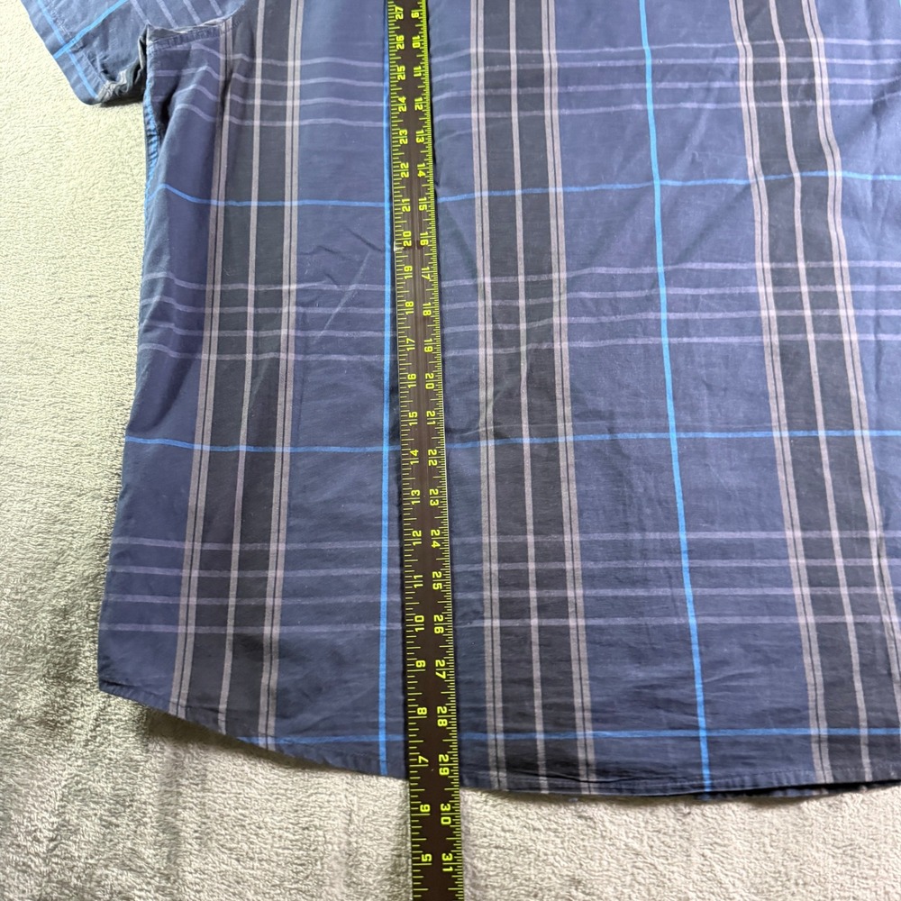 Oakley Plaid Button Down Shirt Mens XXL Short Sleeve Navy Blue Regular Fit - Picture 8 of 11